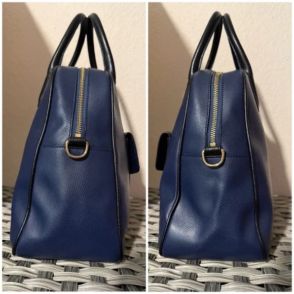 Vera Bradley Leather Satchel Crossbody – Navy & Black - Picture 3 of 16